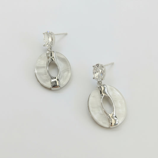 Neo Chinese Style CZ White Pearl Shell Jade