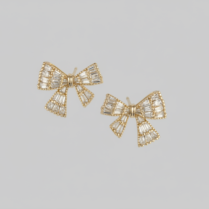 Bow Baguette Earrings - Clean Product Shot 3