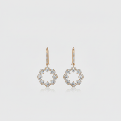 Circular Pavé Drop Earrings — Far View Small