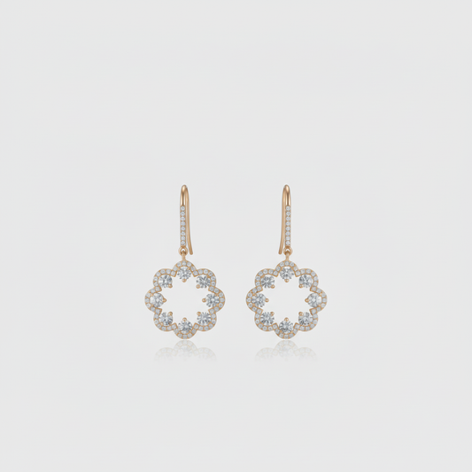 Circular Pavé Drop Earrings — Far View Small