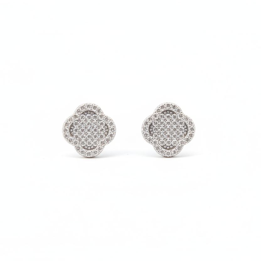 Clover Pavé Earrings - Clean Product Shot 1