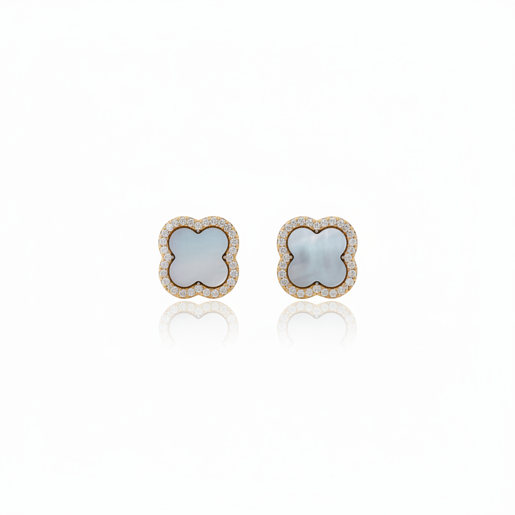 Clover Pavé Stud Earrings - Zoomed Out 1x1