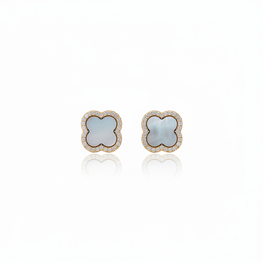 Clover Pavé Stud Earrings - Zoomed Out 1x1
