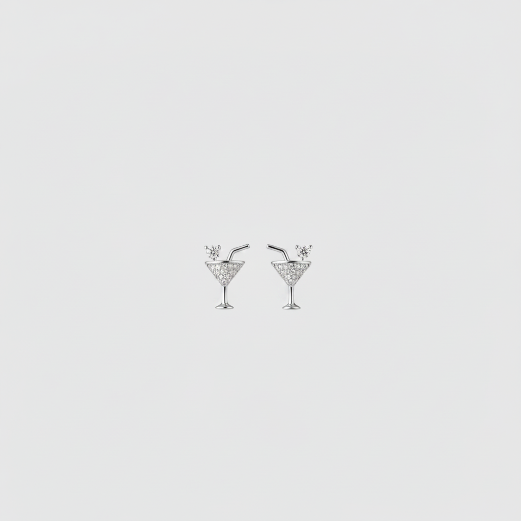 Cocktail Love Martini Glass Studs — Bigger