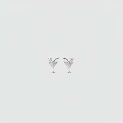 Cocktail Love Martini Glass Studs — Bigger