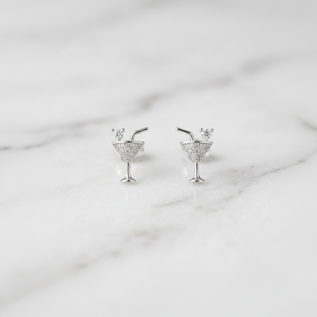 Cocktail Love Martini Glass Studs — Tiny on Marble