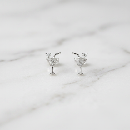 Cocktail Love Martini Glass Studs — Tiny on Marble
