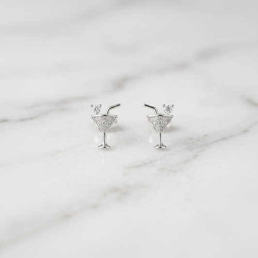 Cocktail Love Martini Glass Studs — Tiny on Marble