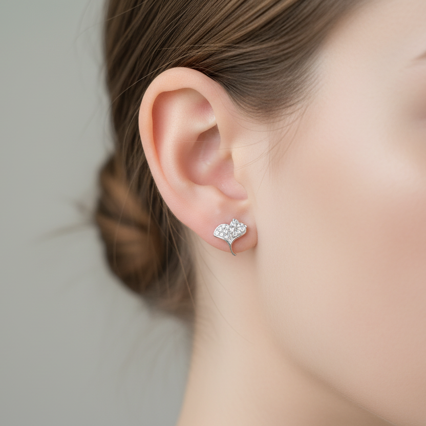Ginkgo Leaf Earrings - On Model