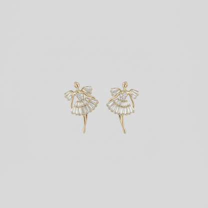Gold Ballerina Dancer Studs — Smaller Far View