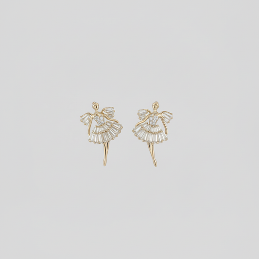 Gold Ballerina Dancer Studs — Smaller Far View