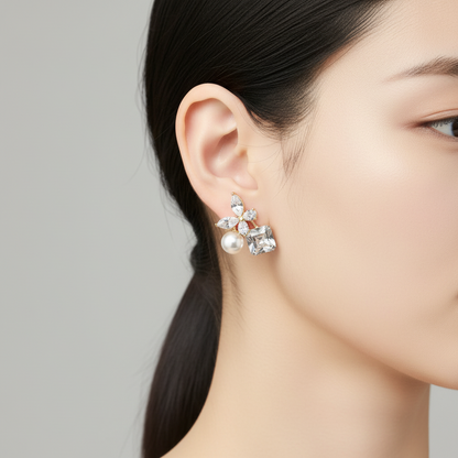 Gold Butterfly Crystal Pearl Drop – New Model Ear Shot