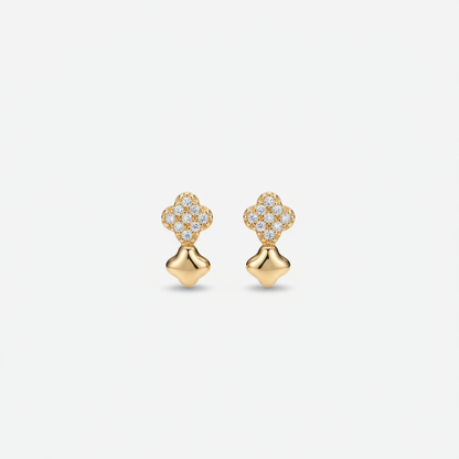 Gold Pavé Clover & Star Drop Studs — Far View Tiny