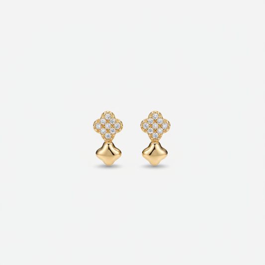 Gold Pavé Clover & Star Drop Studs — Far View Tiny