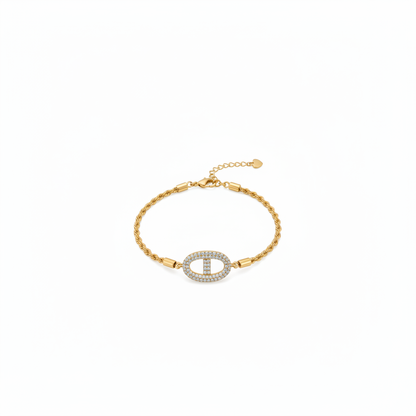 Gold Rope Pavé Bracelet - Zoomed Out Wide