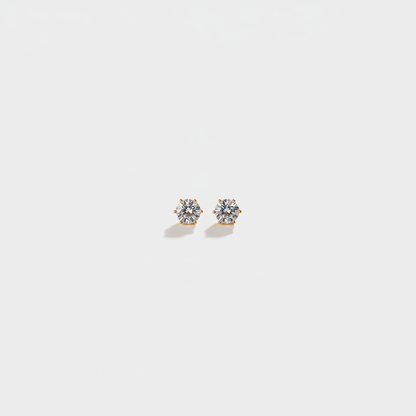 Gold Six-Prong Solitaire Studs — Tiny Far View