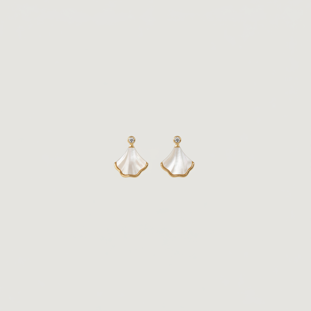 Mother of Pearl Fan Studs — Tiny Far View