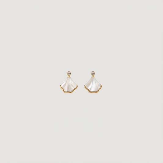 Mother of Pearl Fan Studs — Tiny Far View