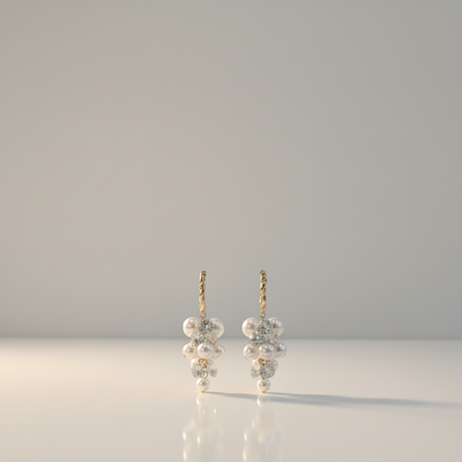 Pearl Crystal Cluster Earrings — Half Frame