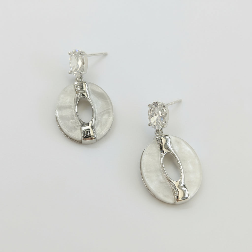 Neo Chinese Style CZ White Pearl Shell Jade