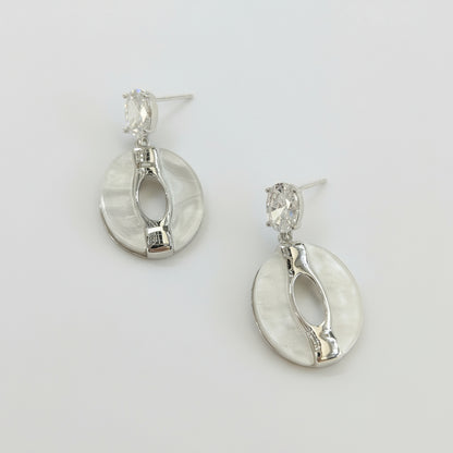 Neo Chinese Style CZ White Pearl Shell Jade