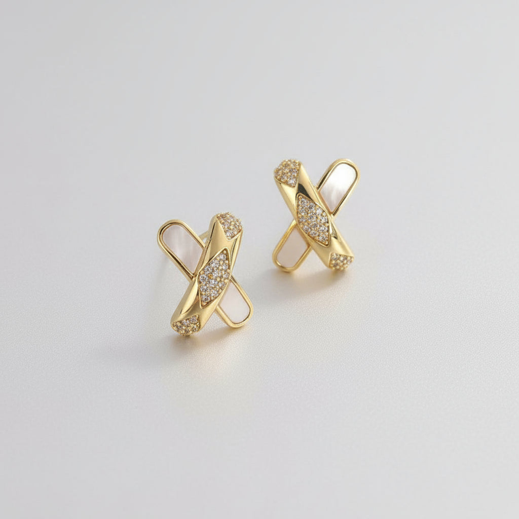 Diamente Cross Shape with White Pearl Shell