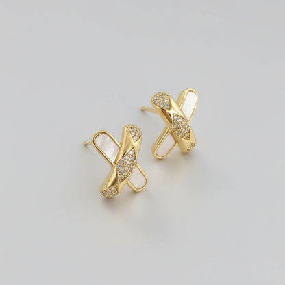 Diamente Cross Shape with White Pearl Shell