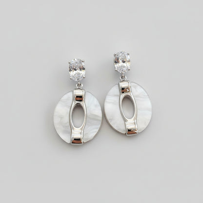 Neo Chinese Style CZ White Pearl Shell Jade