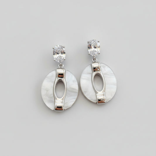 Neo Chinese Style CZ White Pearl Shell Jade