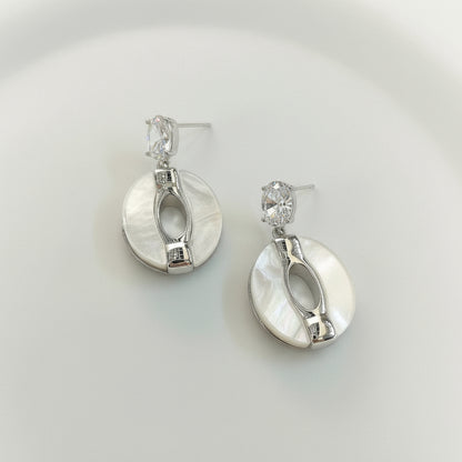 Neo Chinese Style CZ White Pearl Shell Jade