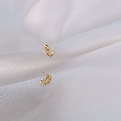 Golden Tulip Pearl Studs
