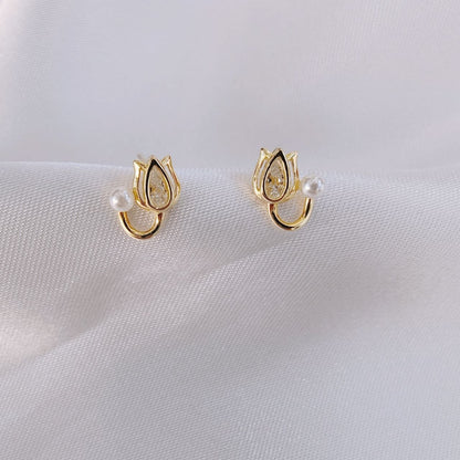 Golden Tulip Pearl Studs