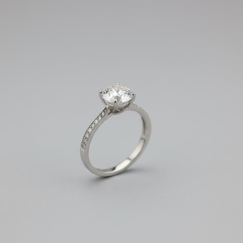 Classic Halo Moissanite Diamond Ring