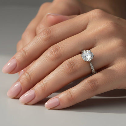 Classic Halo Moissanite Diamond Ring