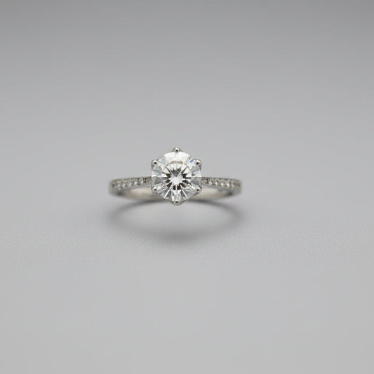 Classic Halo Moissanite Diamond Ring