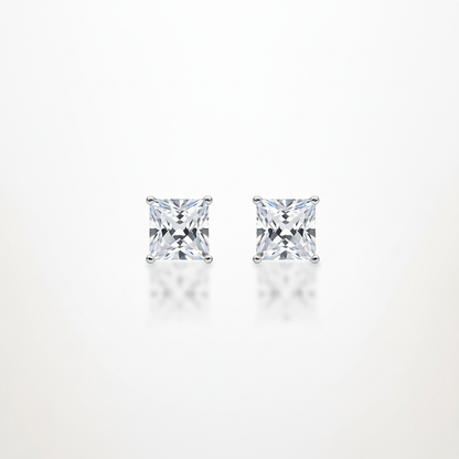 Princess Cut Crystal Studs - Close Up