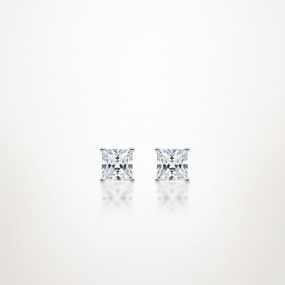 Princess Cut Crystal Studs - Far View