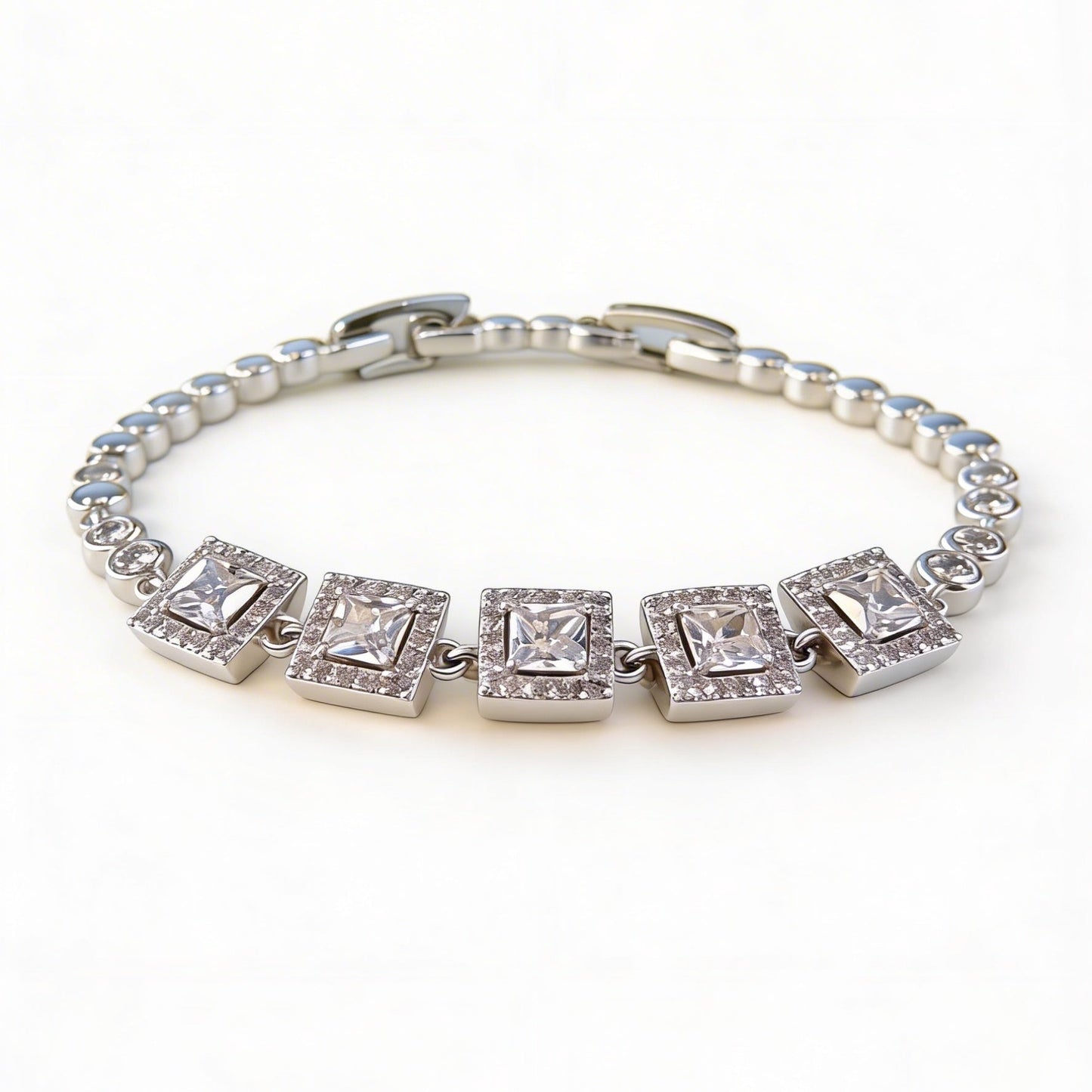 Carre Halo Tennis Bracelet