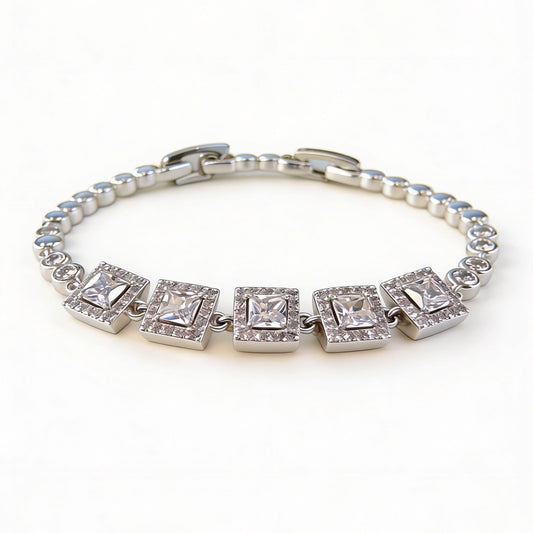 Carre Halo Tennis Bracelet