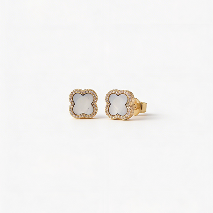Blue Nacre Clover Studs