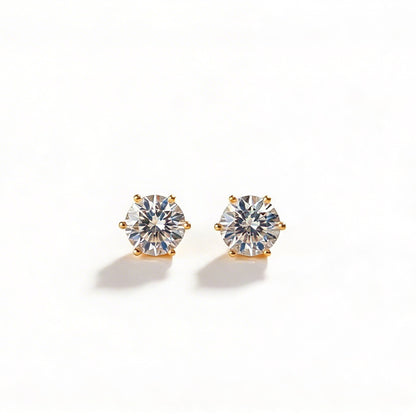 Round Brilliant Gold Solitaire Studs