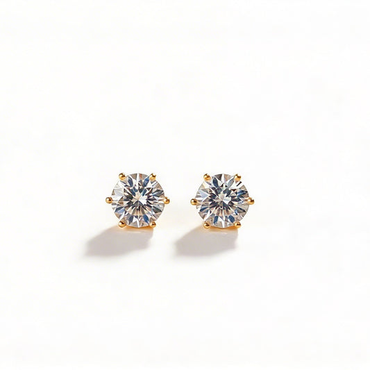 Round Brilliant Gold Solitaire Studs