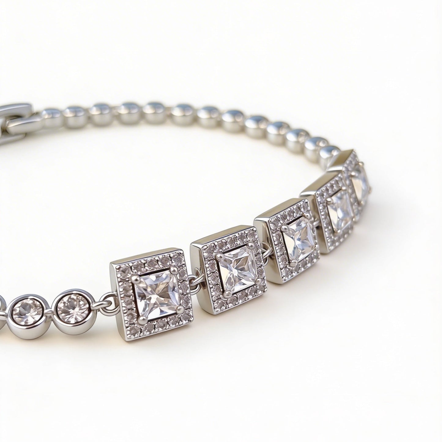 Carre Halo Tennis Bracelet