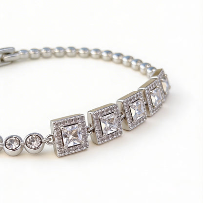 Carre Halo Tennis Bracelet