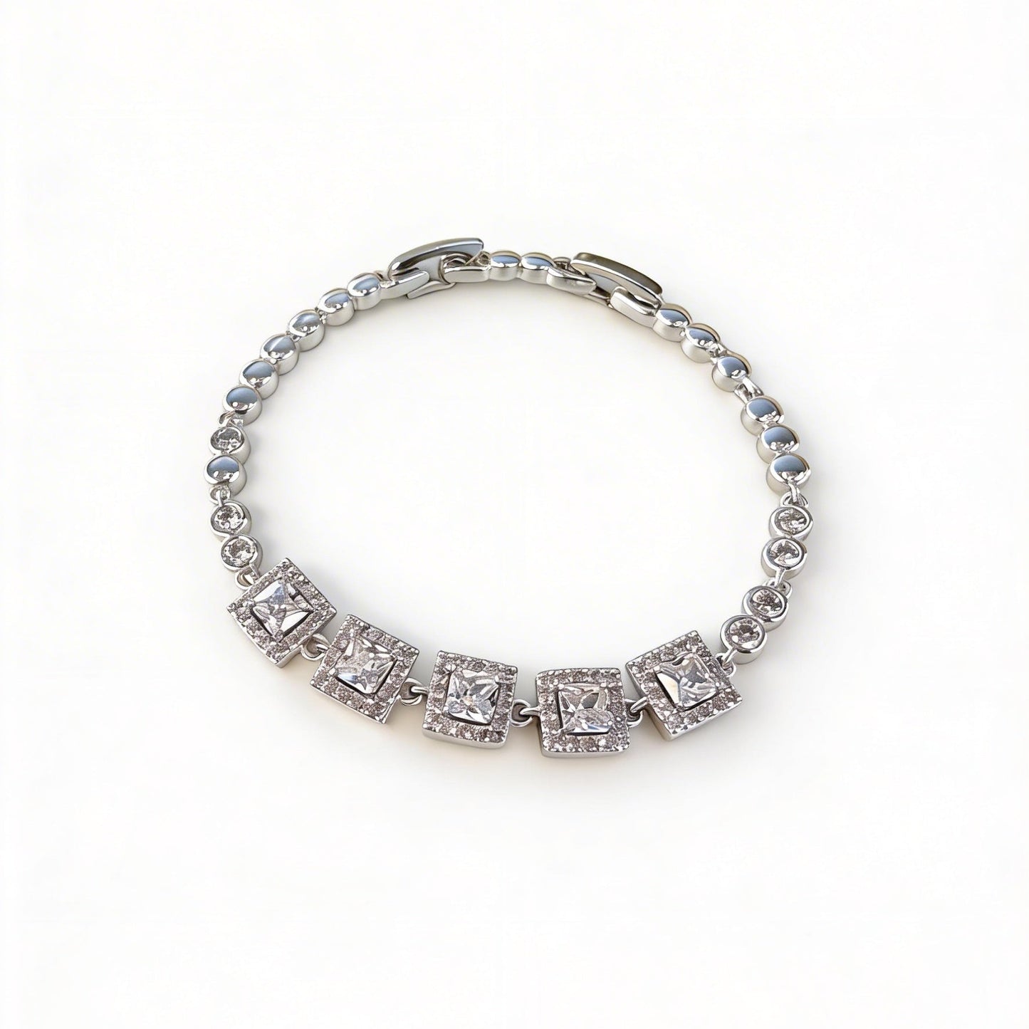 Carre Halo Tennis Bracelet