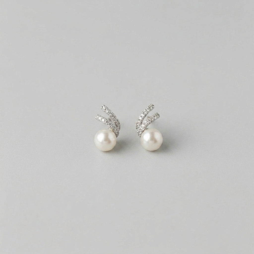 Twin Diamente Pearl Studs
