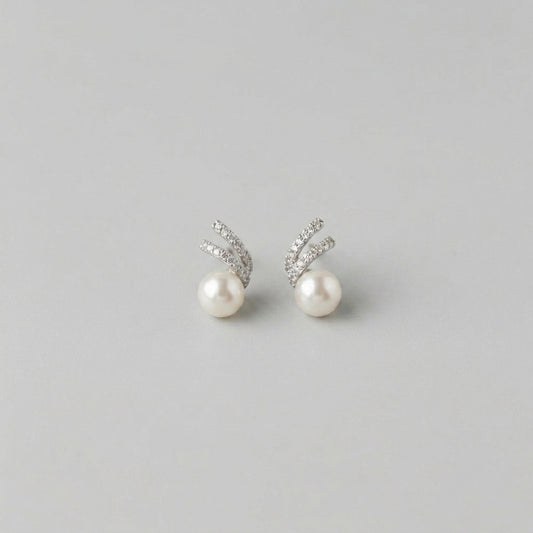 Twin Diamente Pearl Studs