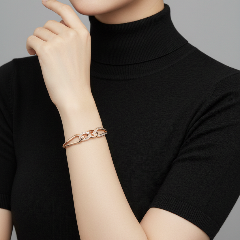 Rose Gold Bangle - Short Sleeve Turtleneck