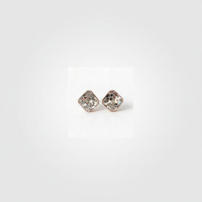 Rose Gold Cushion Crystal Studs — Far View