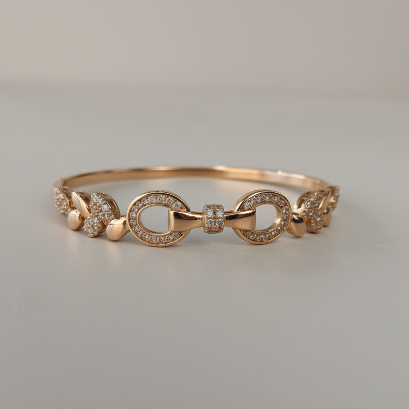 Rose Gold Figure-8 Infinity Pavé Bangle - Ultra Elegant